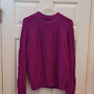 GAP Women's Vibrant Purple Cable Knit Sweater